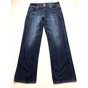 LUCKY Vintage Straight Jean Men 32x31 Dark Whisker Wash Stretch Denim Blue